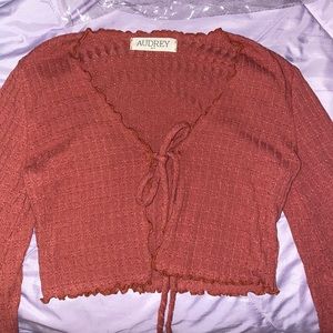 Brand new brick tie up long sleeve top